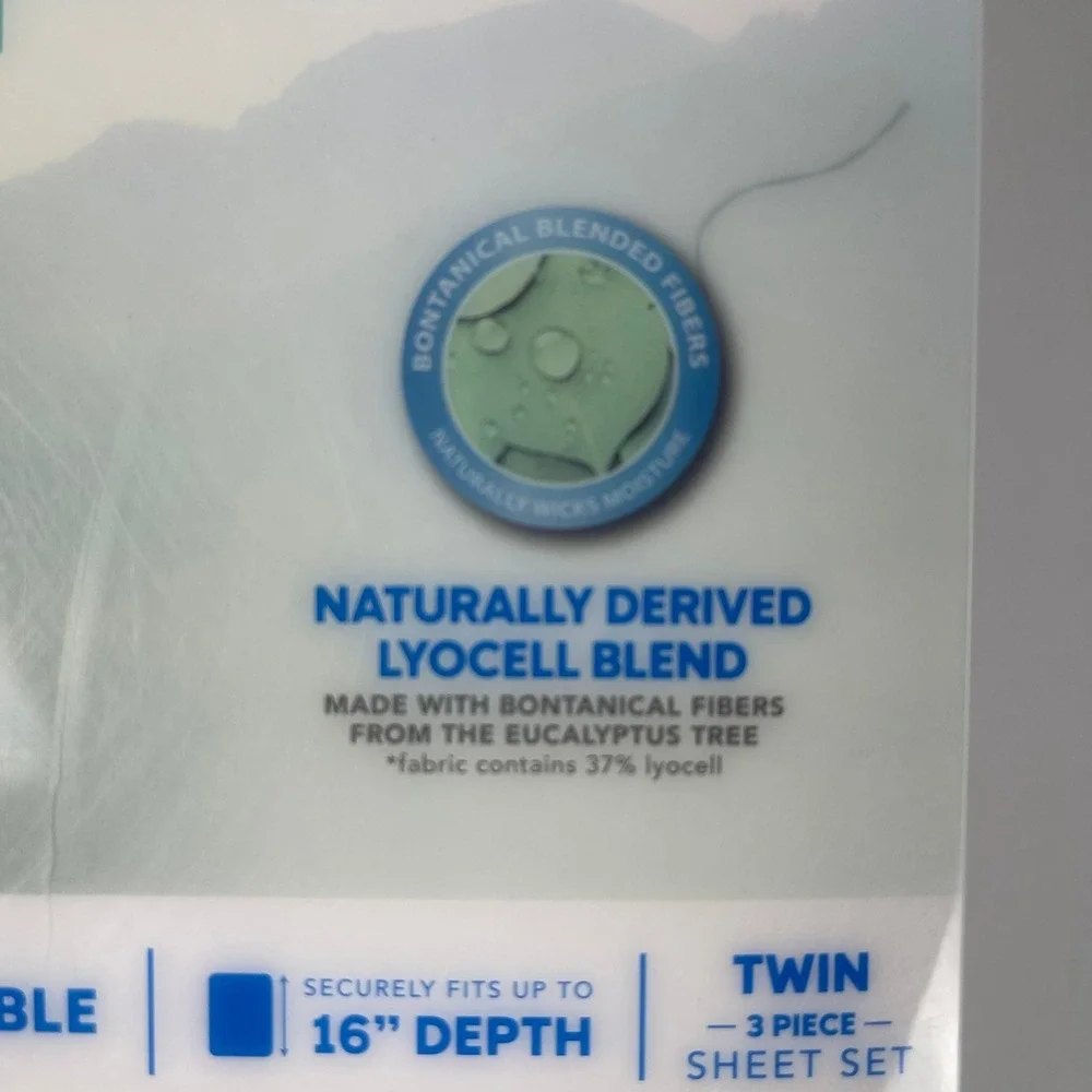 Columbia Silky Soft Luxury Twin Sheet Set White Lyocell Blend 3-Piece Cooling